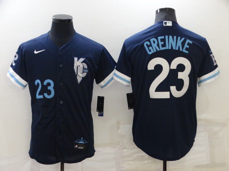 Men Kansas City Royals #23 Greinke Blue City Edition Game Nike 2022 MLB Jerseys->kansas city royals->MLB Jersey